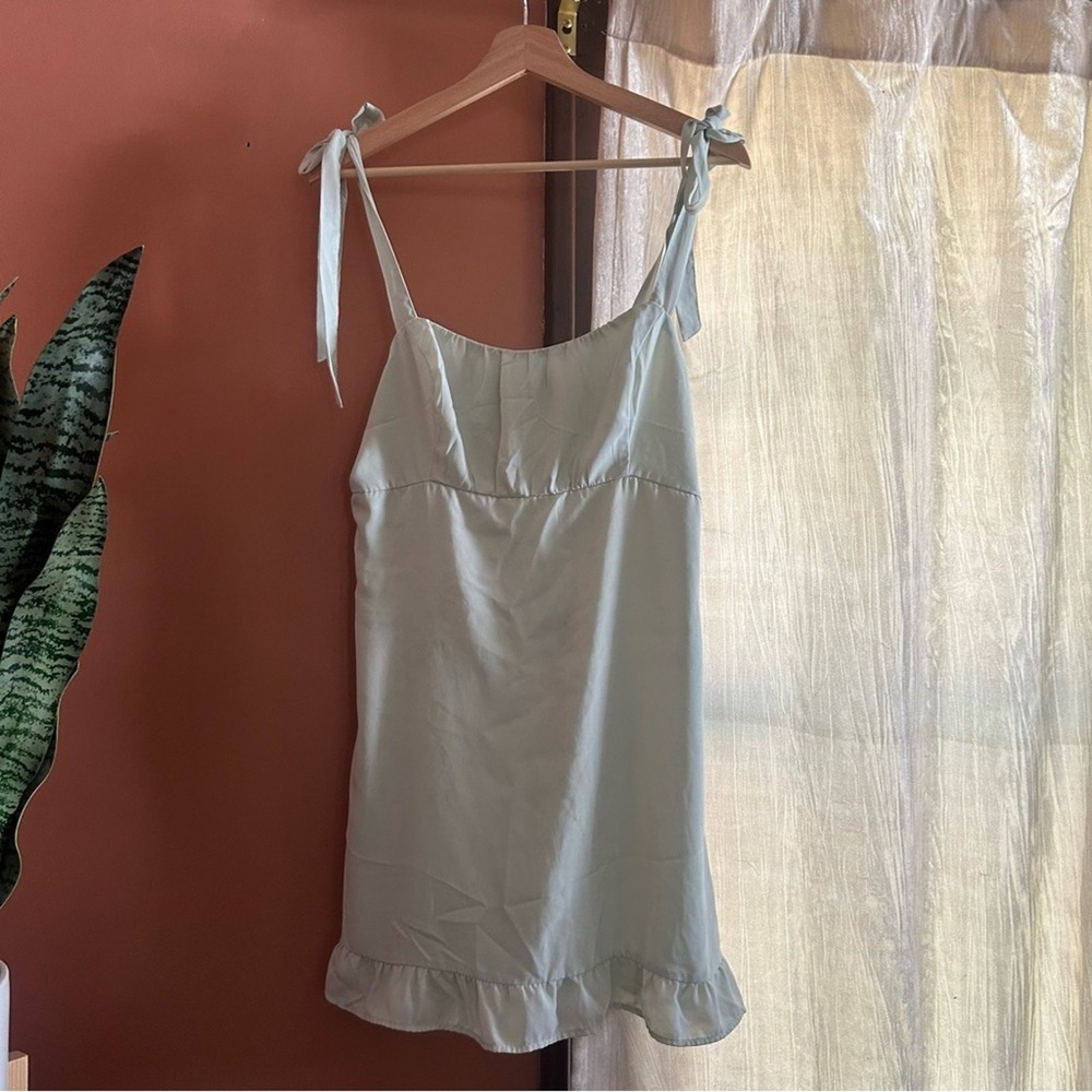 Abercrombie & Fitch Ruffle Mini Dress Babydoll Mint Green Preppy Pastel Size M - Picture 2 of 6